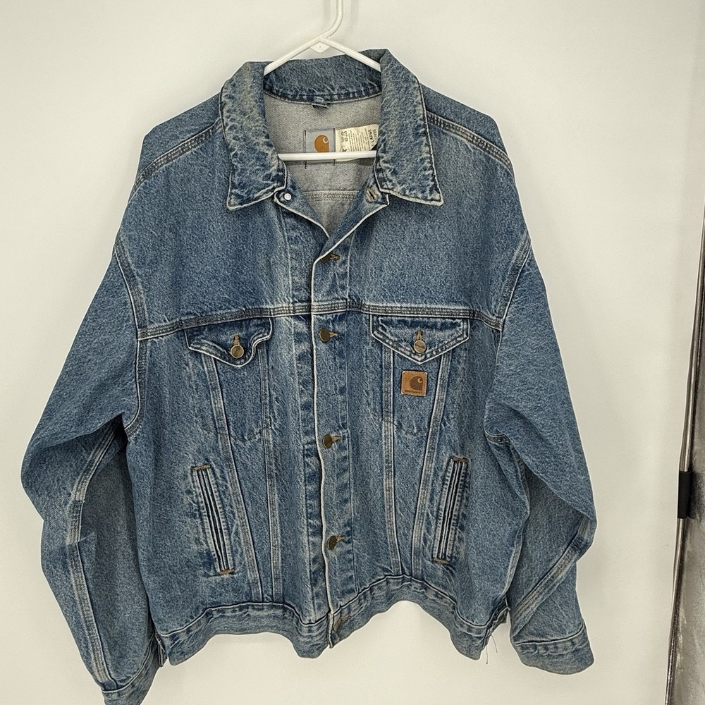 Carhartt VTG Denim Trucker Jacket Men's Union Made USA JU0998 Patina